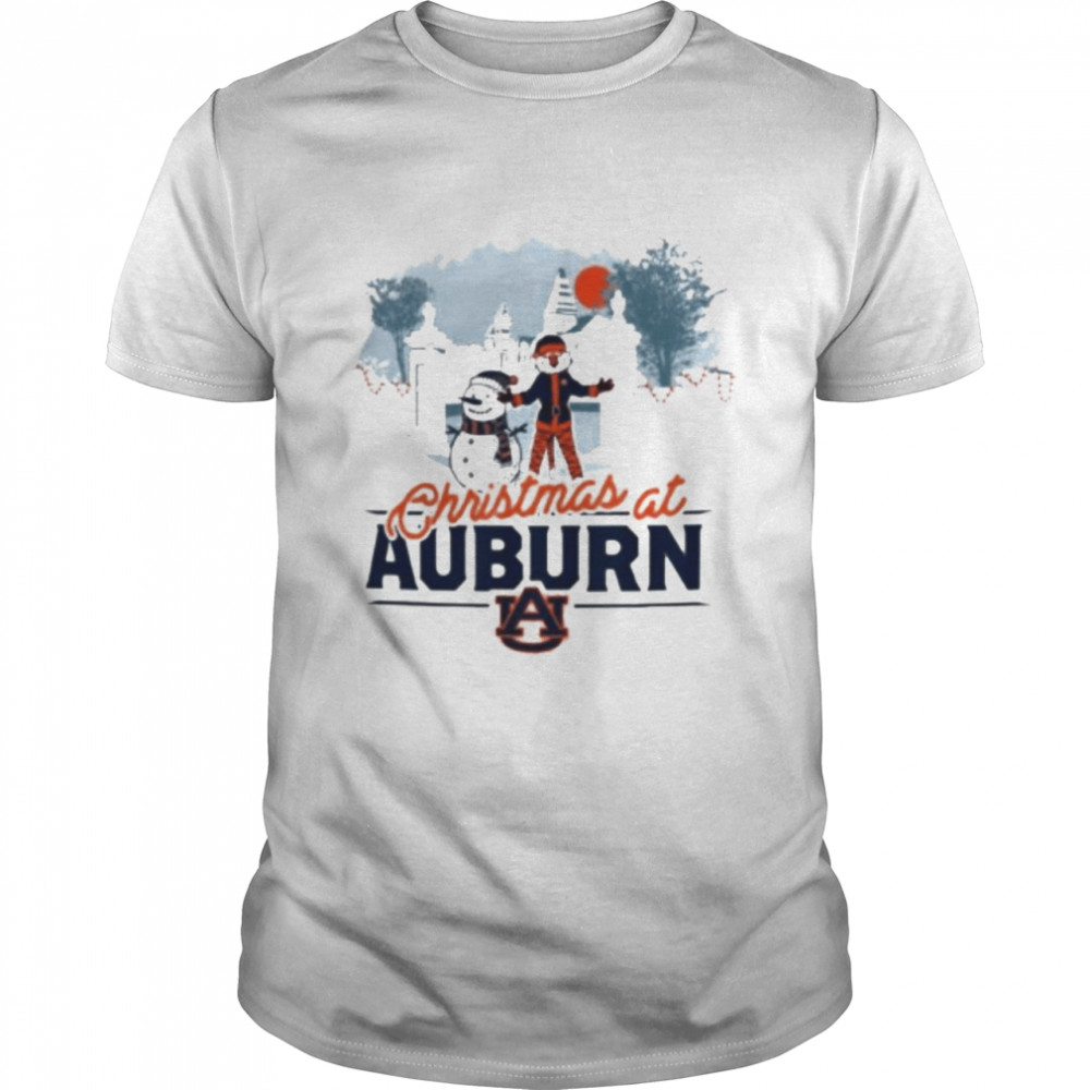 christmas at Auburn Aubie Claus and snowman shirt