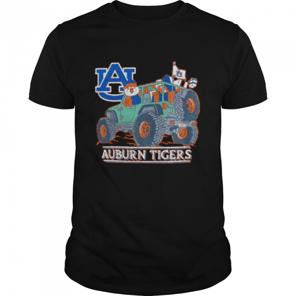 Nice auburn Tigers Aubie Claus drives jeep shirt