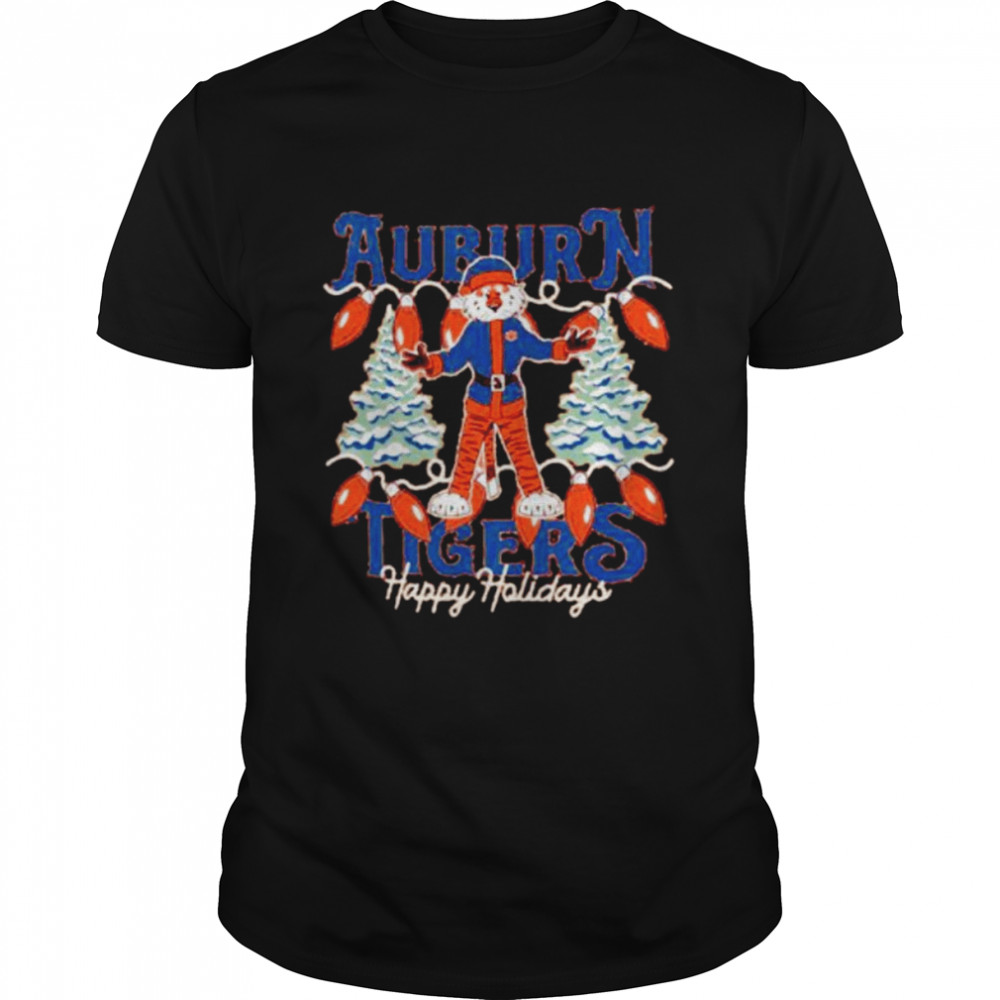 Original auburn Tigers Happy holidays Xmas lights shirt