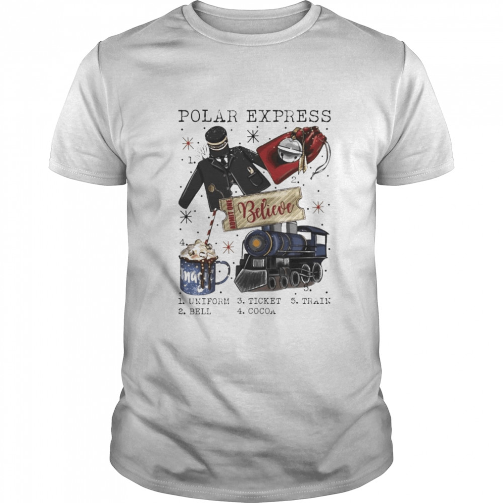 Polar Express believe uniform ticket train bell cocoa shirt