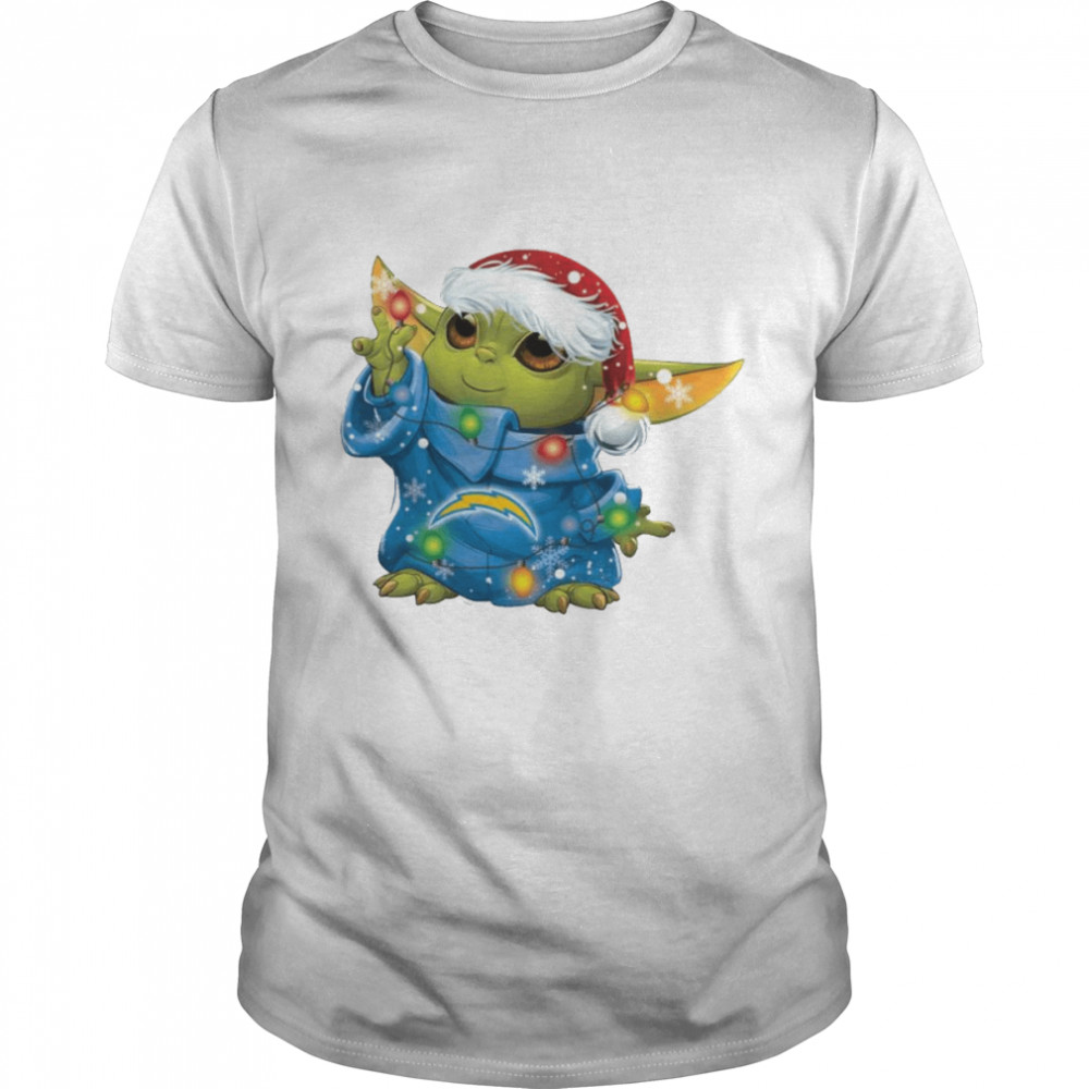 Santa Baby Yoda Los Angeles Chargers Light Christmas Shirt