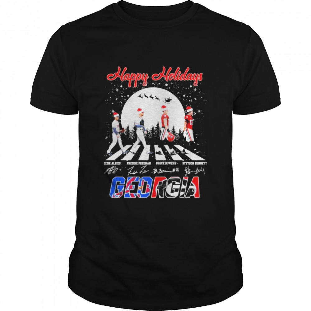 Georgia Sport Albes Freeman Bowers And Bennett Abbey Road Happy Holidays Signatures Shirt