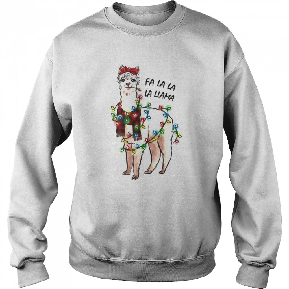 Kawaii Llama Fa La La Christmas shirt Unisex Sweatshirt