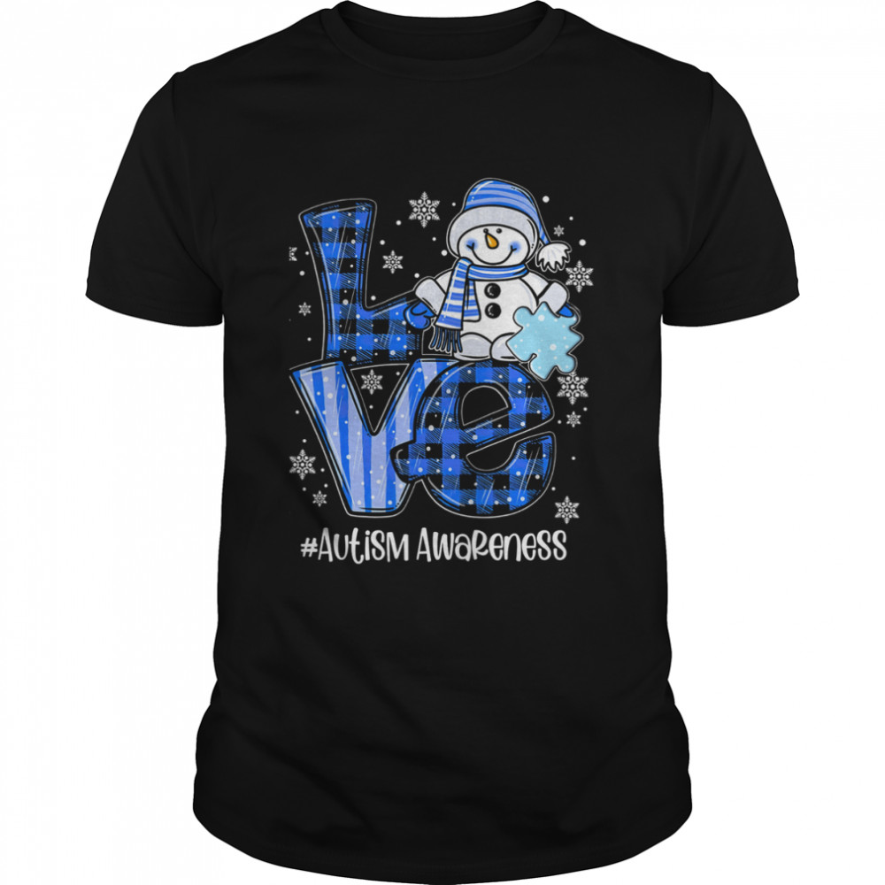 Love Snowman Autism Awareness Christmas T-Shirt