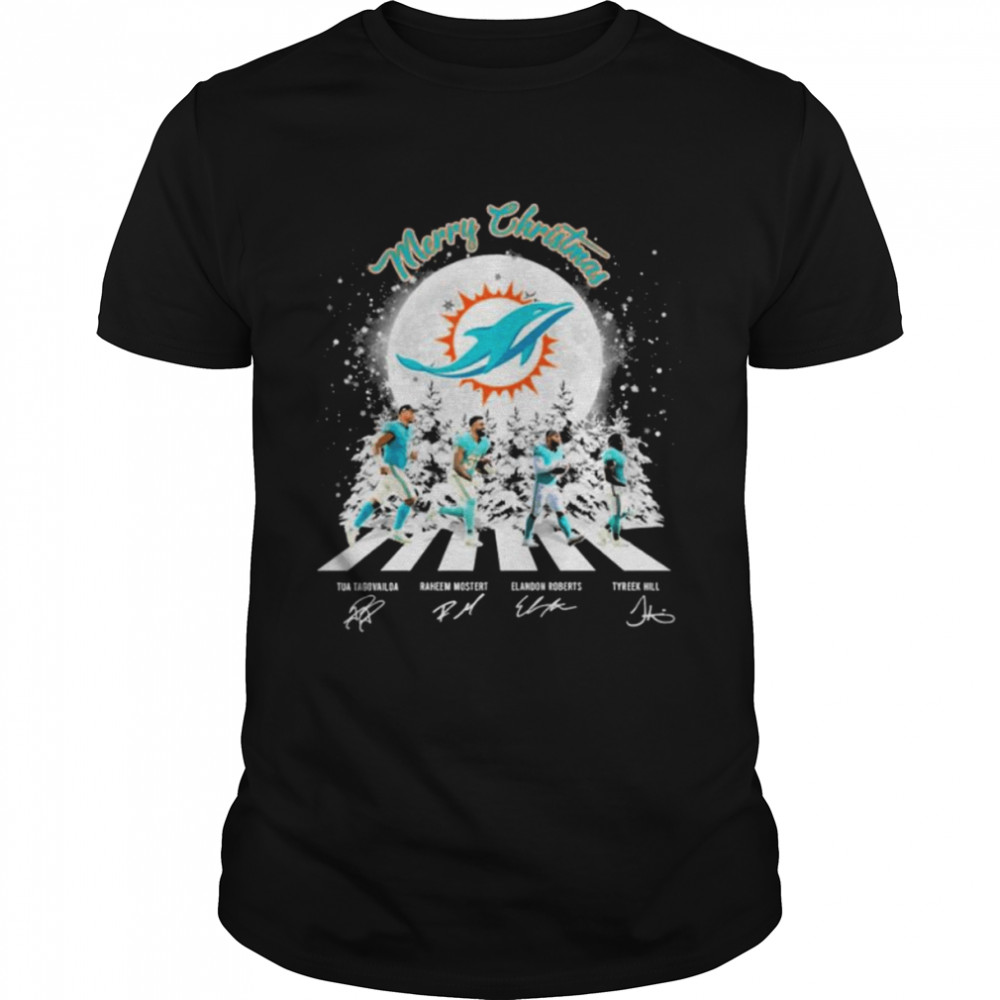 Merry Christmas Miami Dolphins Team Abbey Road Signatures Shirt