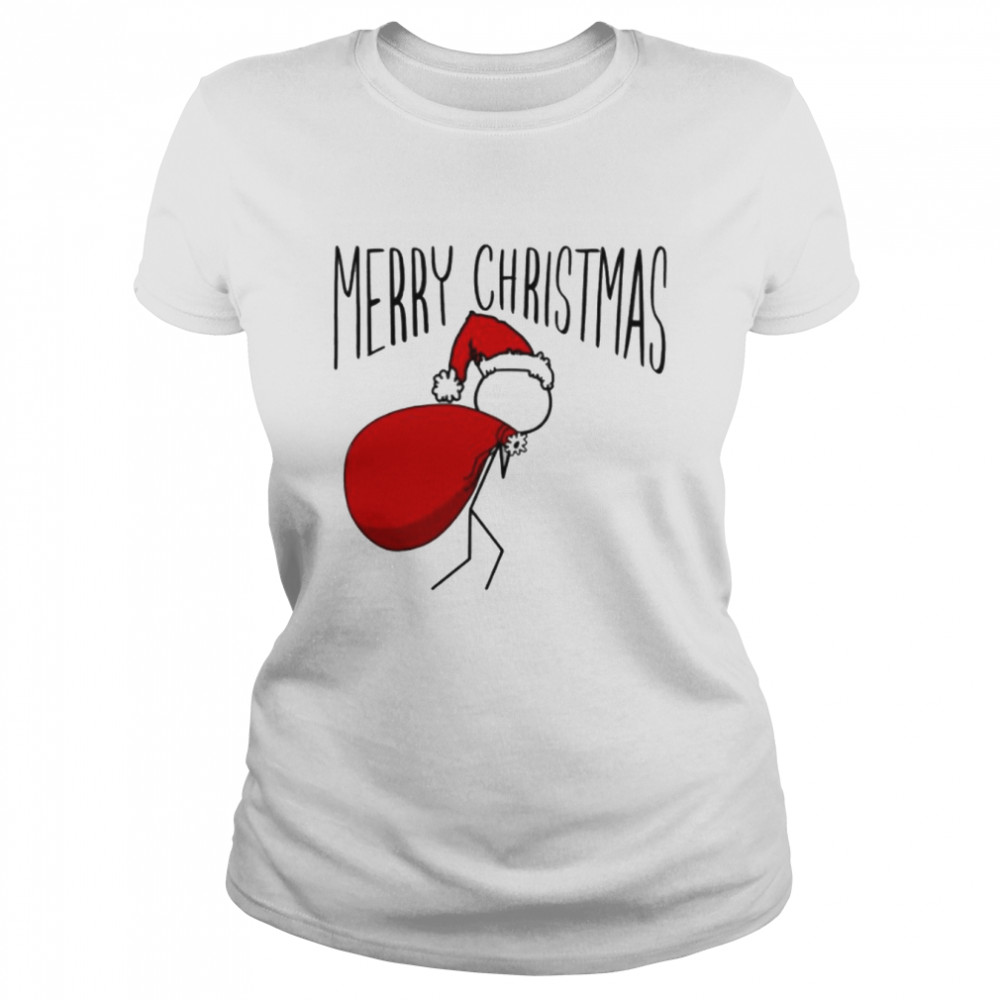 merry Christmas Santa stickman with Christmas bag of toy shirt Classic Women's T-shirt