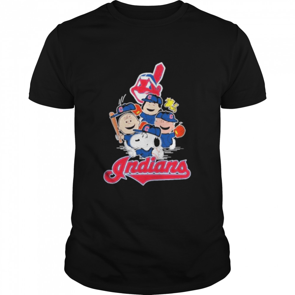 MLB Cleveland Indians Snoopy Charlie Brown Woodstock The Peanuts Movie Baseball Shirt