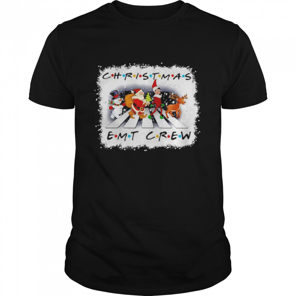 Santa Claus Snowman Christmas abbey road EMT crew shirt