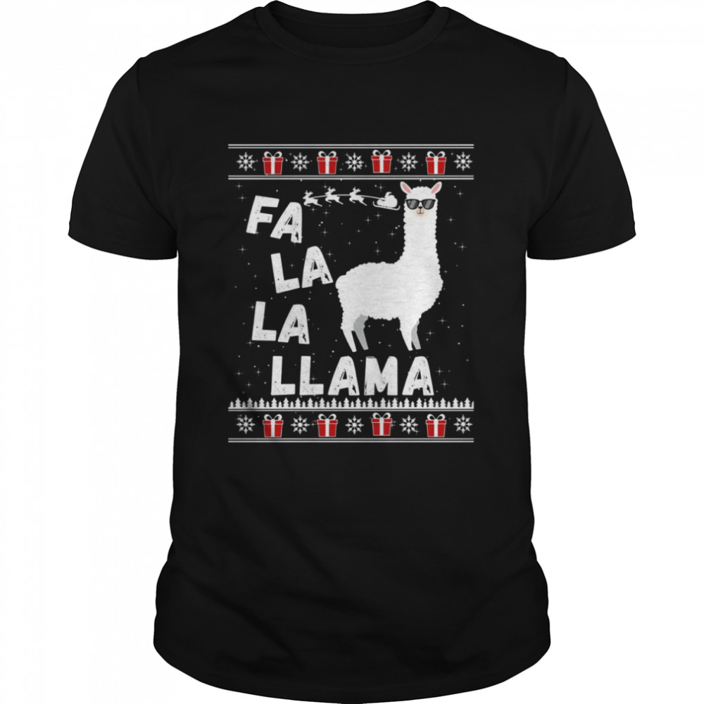 Ugly Christmas Sweater Fa La La La Llama Alpaca Gift shirt