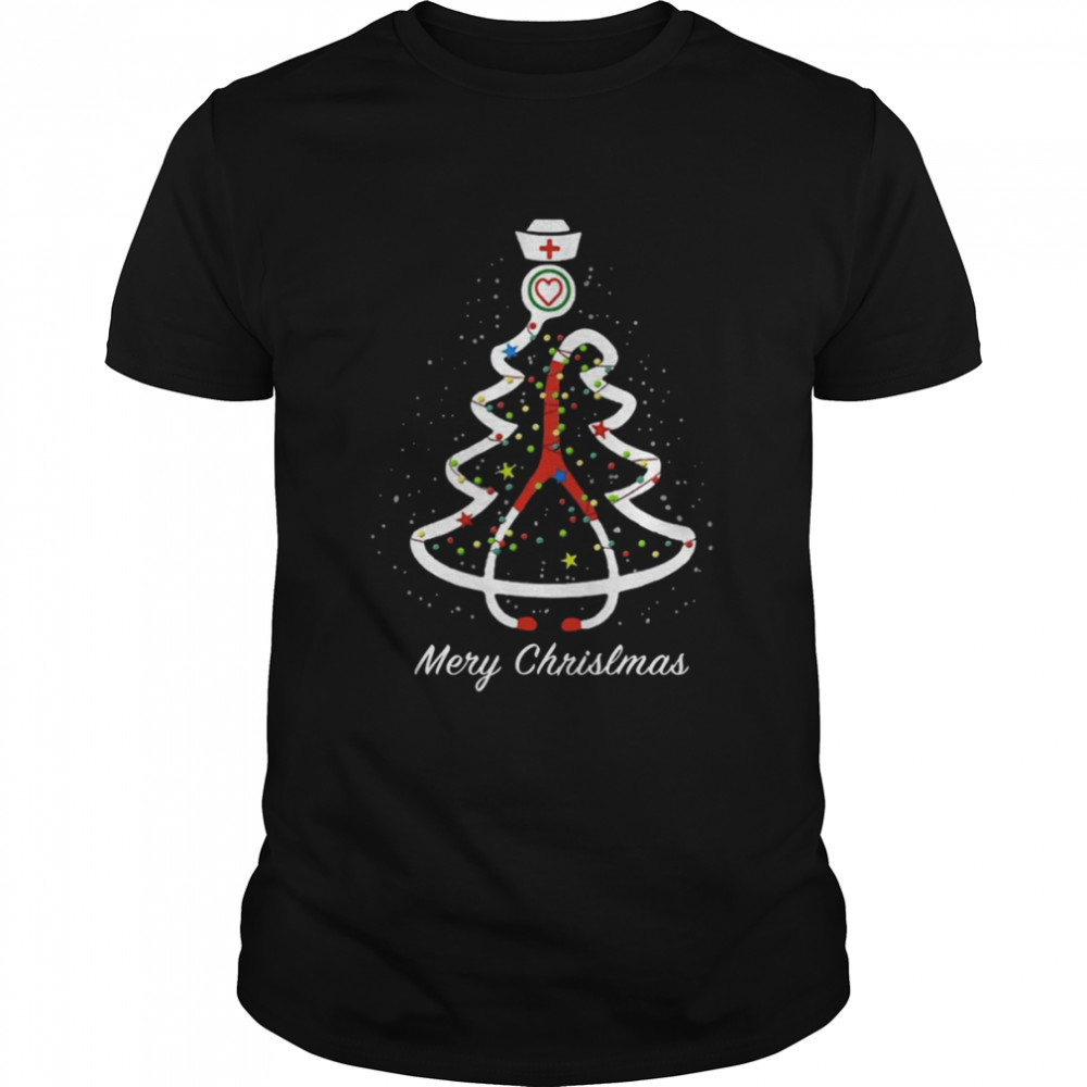 Merry Christmas Stethoscope Pine Noel Nurse shirt