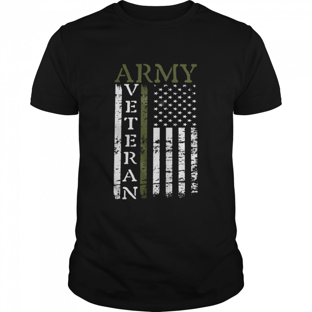 Army Veteran With American Flag Shirt