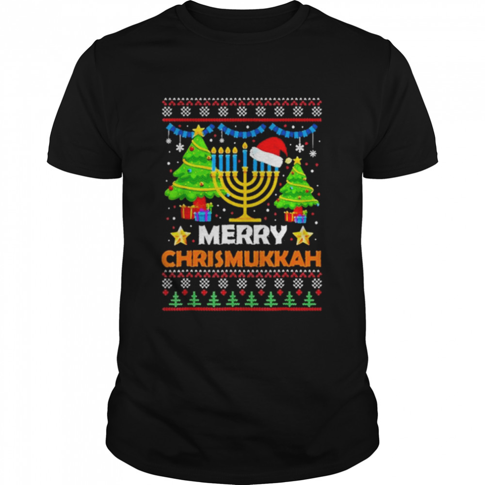 Merry Chrismukkah 2022 Happy Hanukkah Christmas Santa Hat Ugly Shirt