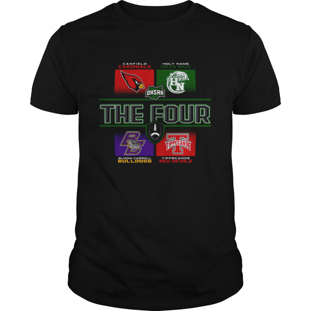 2022 Div III Football Semifinals The Four Canfield Cardinals Holy Name Green Wave Bloom-Carroll Bulldogs And Tippecanoe Red Devils Shirt