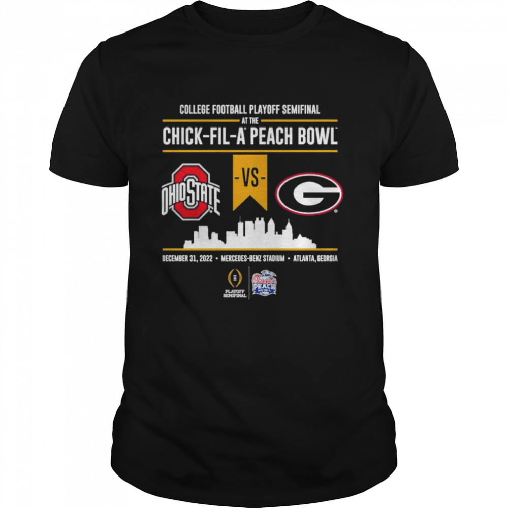 Ohio State vs Georgia Bulldogs 2022 College Football Playoff Peach Bowl Head to Head Black T-Shirt