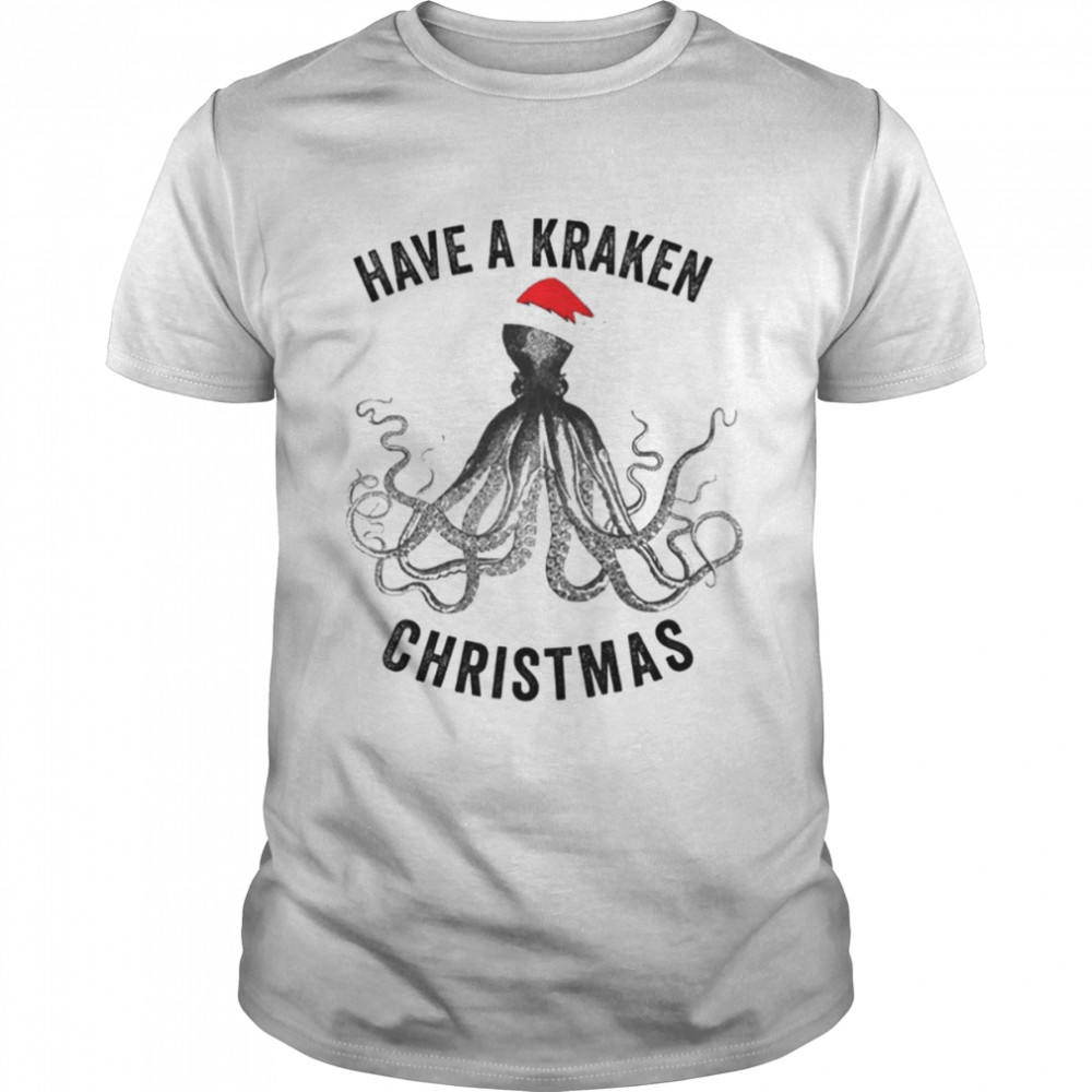 Have A Kraken Christmas Funny Octopus In Xmas Santa Hat Ice Hockey shirt