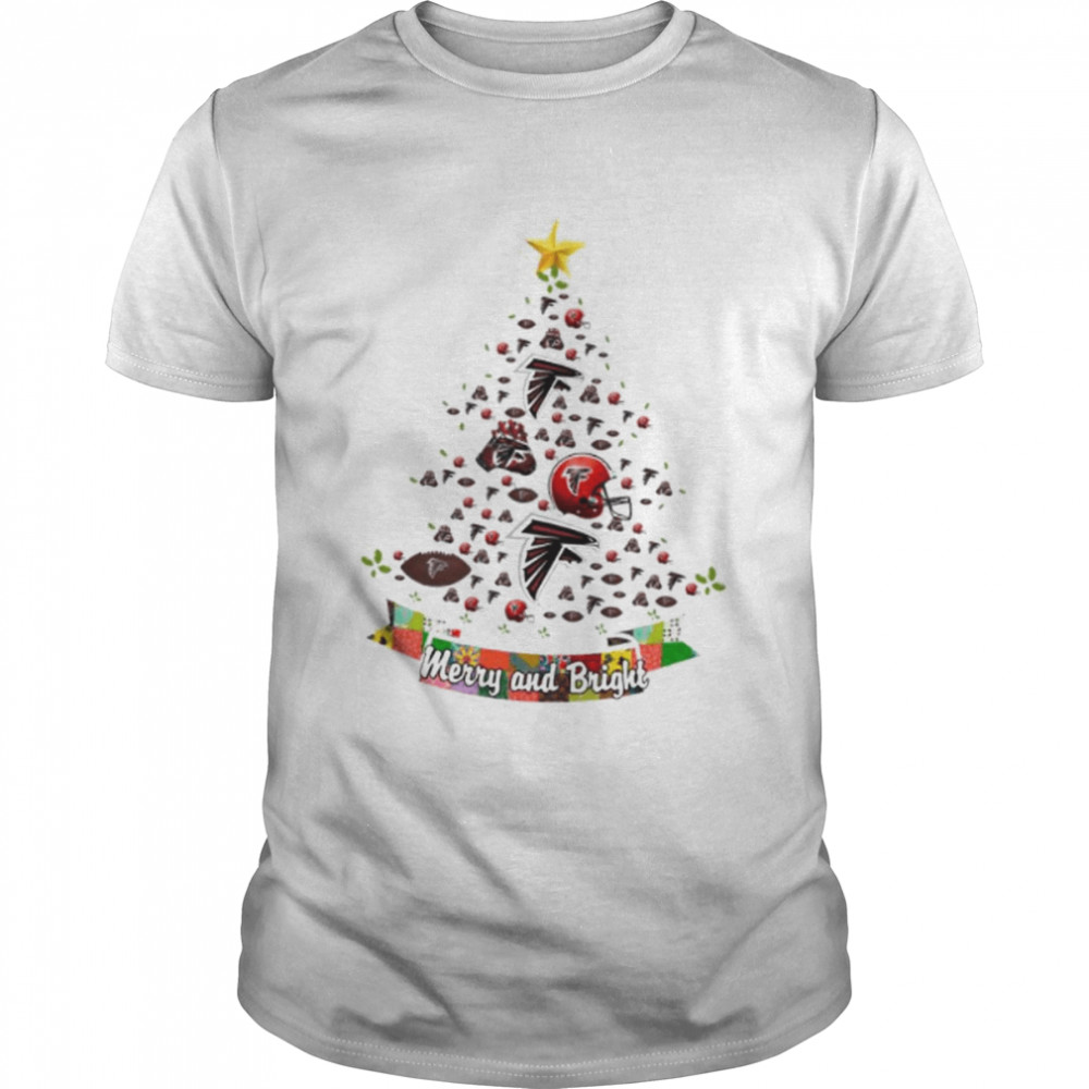 Merry And Bright Atlanta Falcons NFL Christmas Tree 2022 Shirt