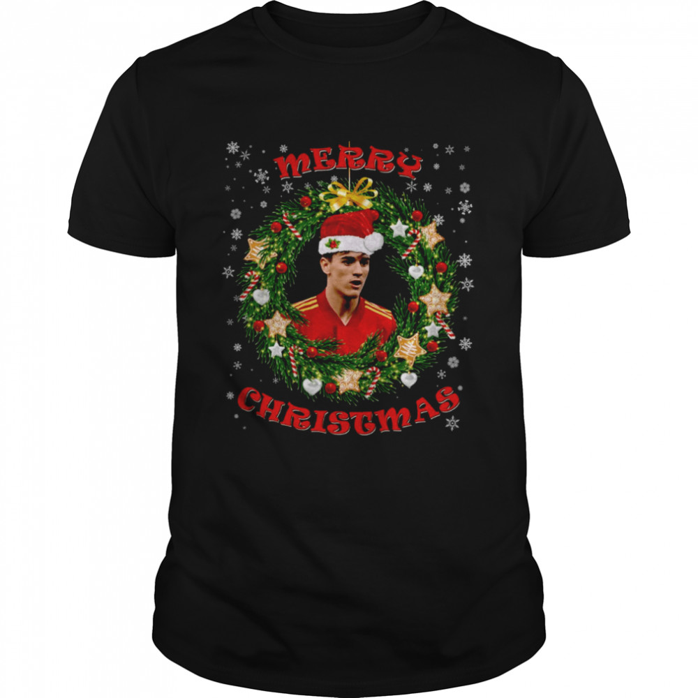 Merry Xmas Pablo Gavi Santa Hat And Christmas Wreath shirt