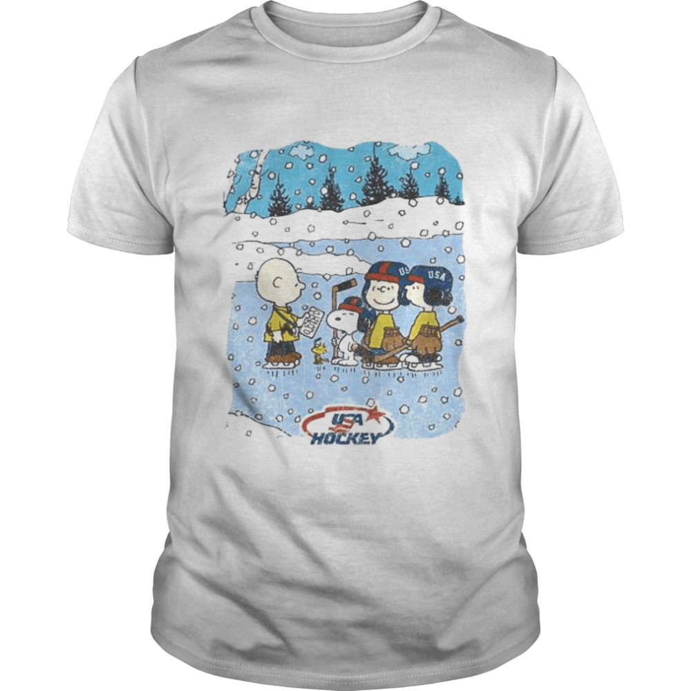 peanuts USA hockey the gang on the pond shirt