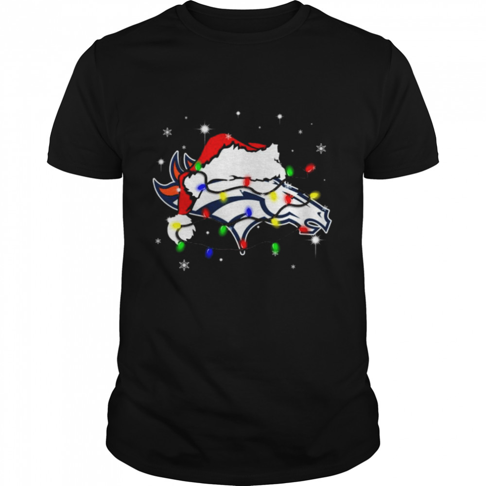 Santa Denver Broncos Logo Lights Christmas shirt