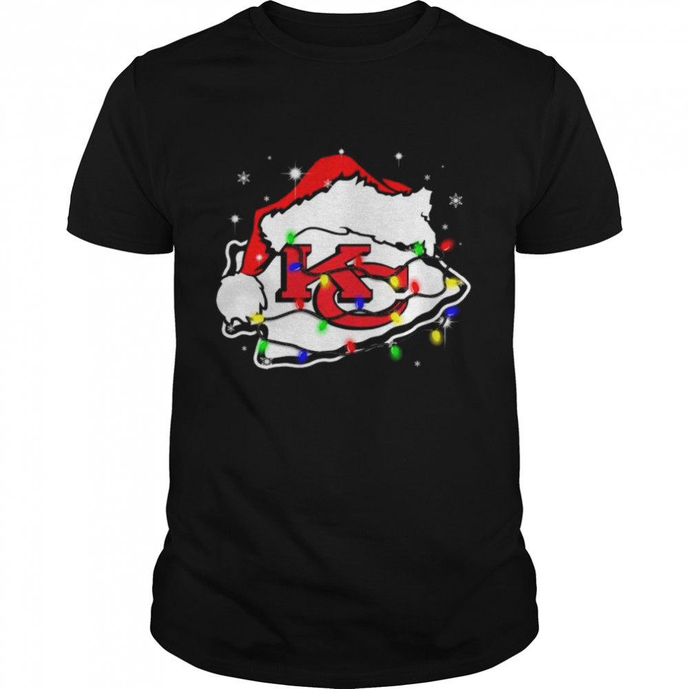 Santa Kansas City Chiefs Logo Lights Christmas shirt