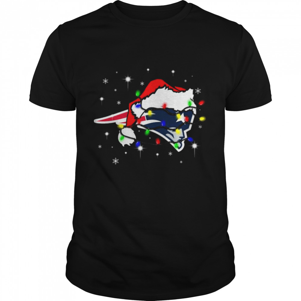 Santa New England Patriots Logo Lights Christmas shirt