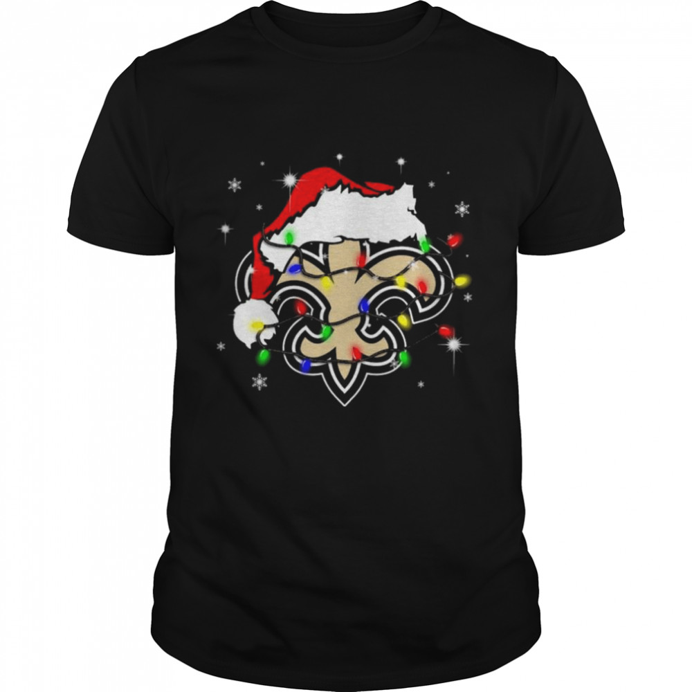 Santa New Orleans Saints Logo Lights Christmas shirt