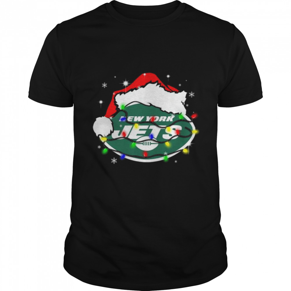 Santa New York Jets Logo Lights Christmas shirt