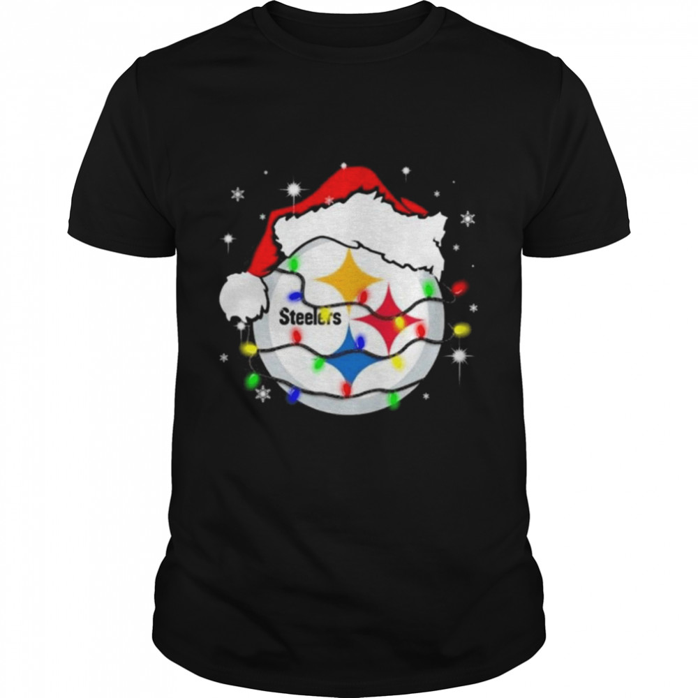 Santa Pittsburgh Steelers Logo Lights Christmas shirt