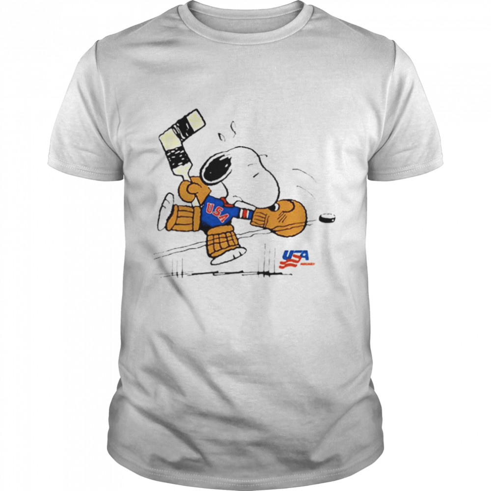 Top peanuts Snoopy goalie USA hockey shirt