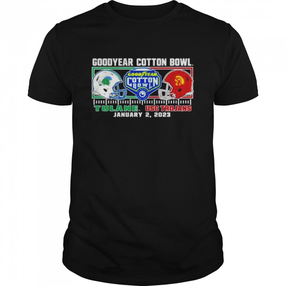 goodyear cotton bowl Tulane Green Wave vs USC Trojans football 2023 dueling helmet shirt