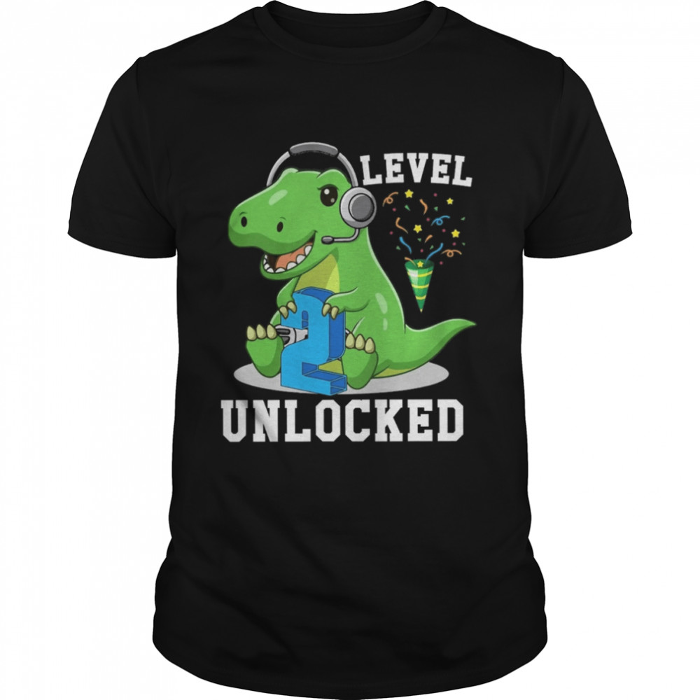 Personalized Level Unlocked T-Rex Rawr Dinosaur Birthday Shirt