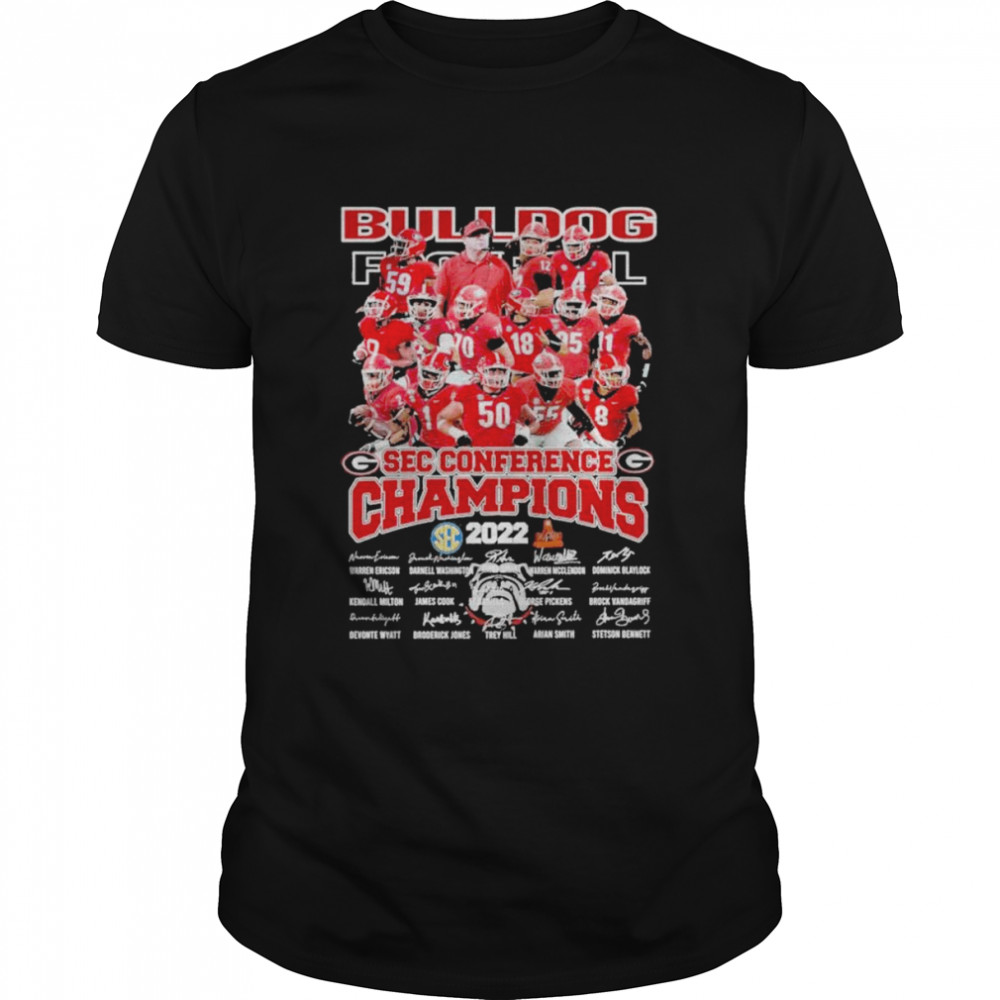 2022 SEC Conference Champions Georgia Bulldogs team signatures shirt