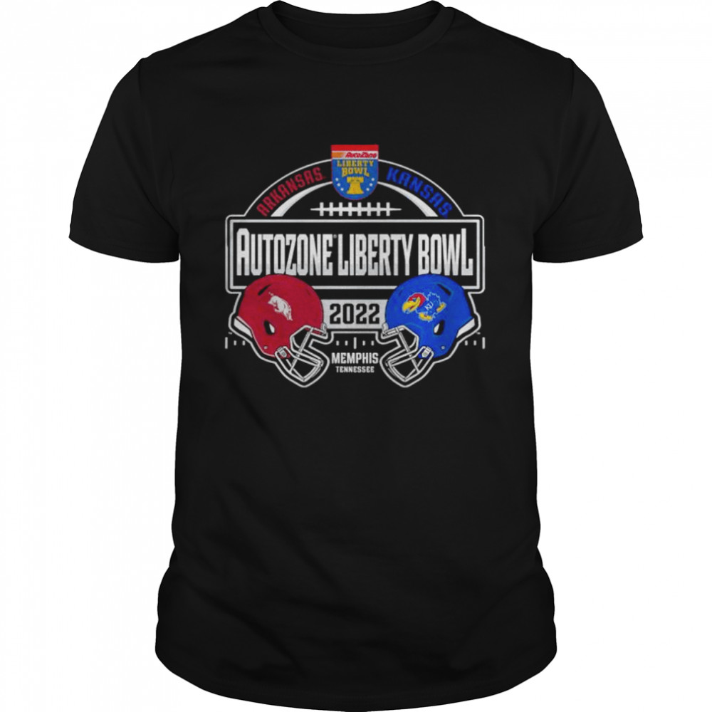 Blue 84 black arKansas razorbacks vs Kansas jayhawks 2022 liberty bowl matchup shirt