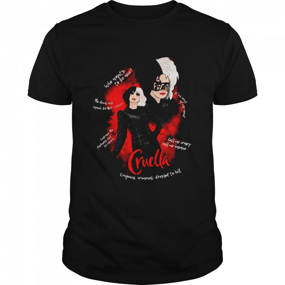 Cruella Cartoon Design Emma Stone shirt