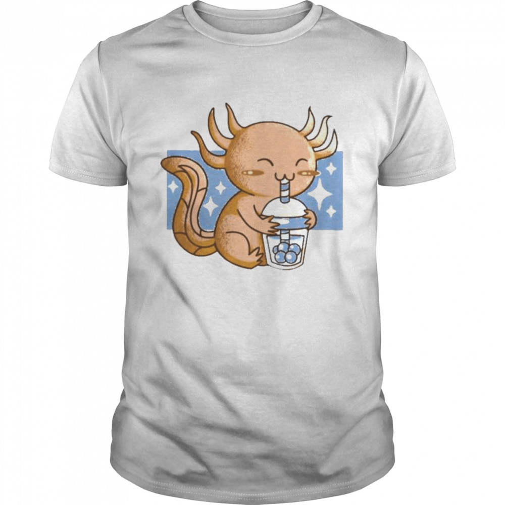 Cute axolotl drinking boba tea kawaii anime 2022 shirt