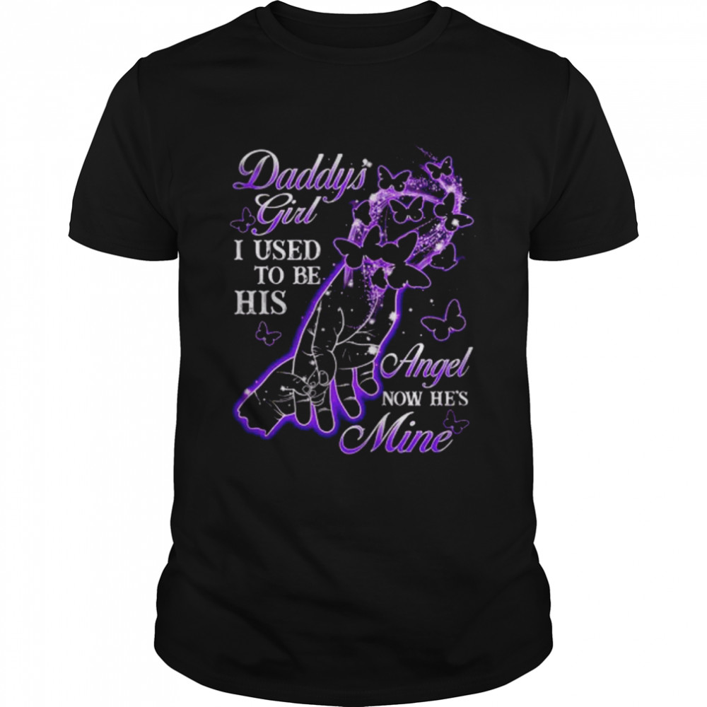 daddy’s girl i used to be his angel bow he’s mine butterflies shirt