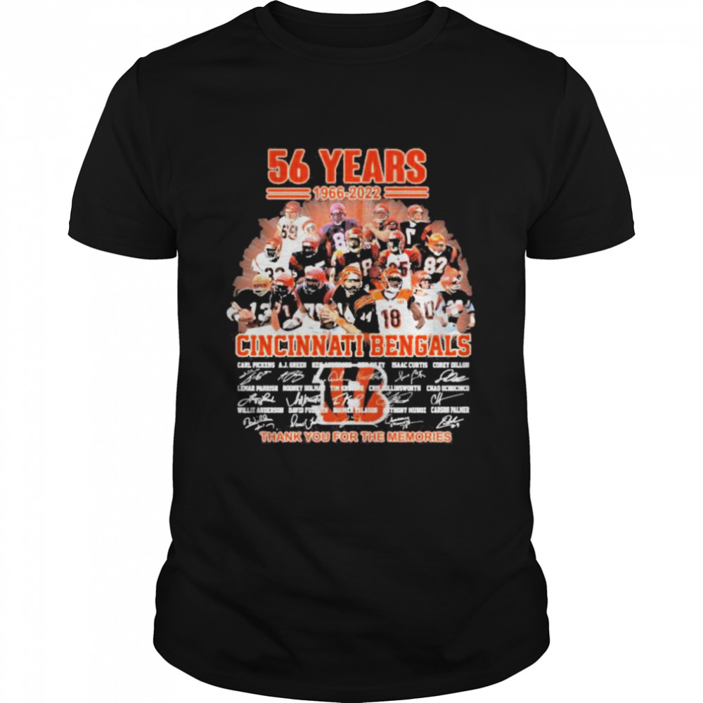 Cincinnati Bengals 56 years 1966 2022 thank you for the memories signatures shirt