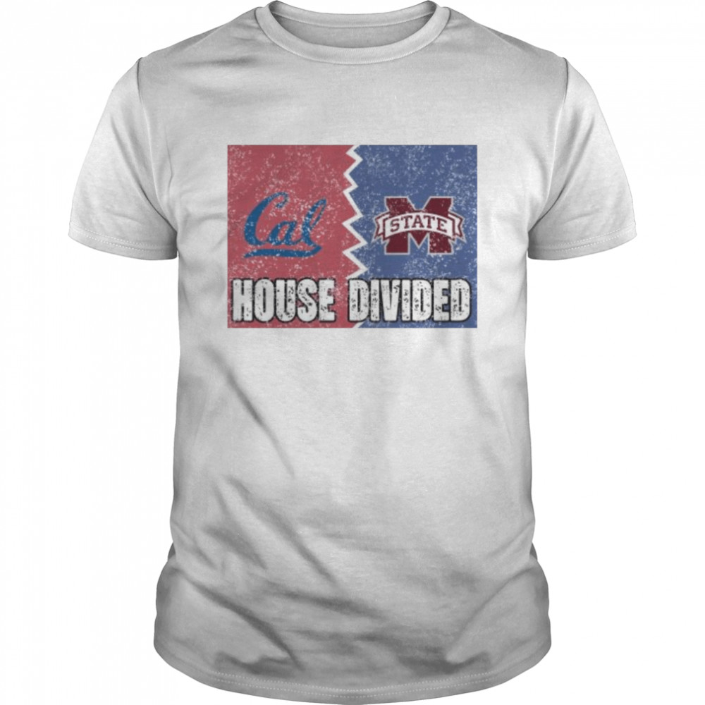 Distressed California Mississippi State Sport Team House Divided Shirt