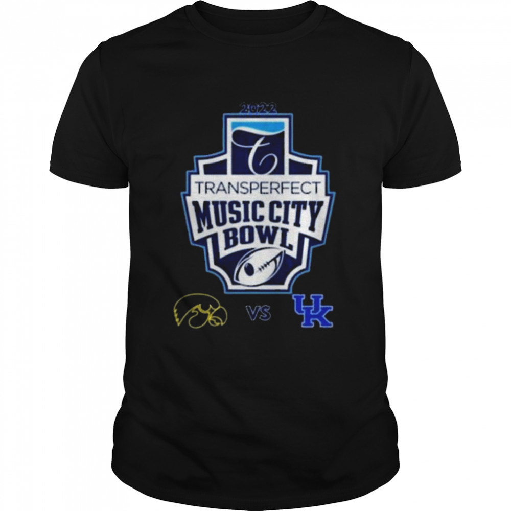 Iowa hawkeyes vs kentucky wilDcats 2022 transperfect music city bowl shirt