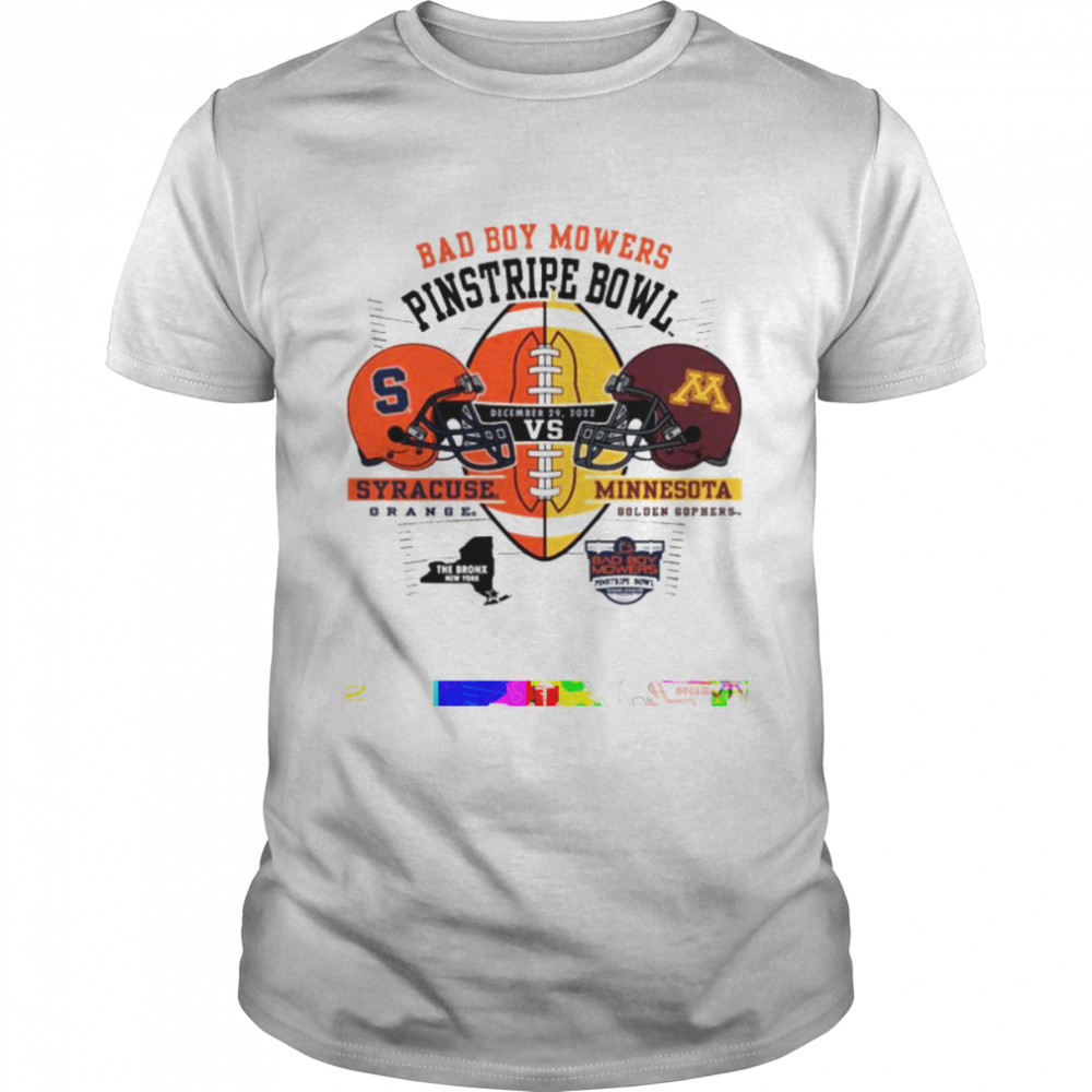 2022 Bad Boy Mowers Pinstripe Bowl Syracuse Orange vs Minnesota matchup helmet shirt