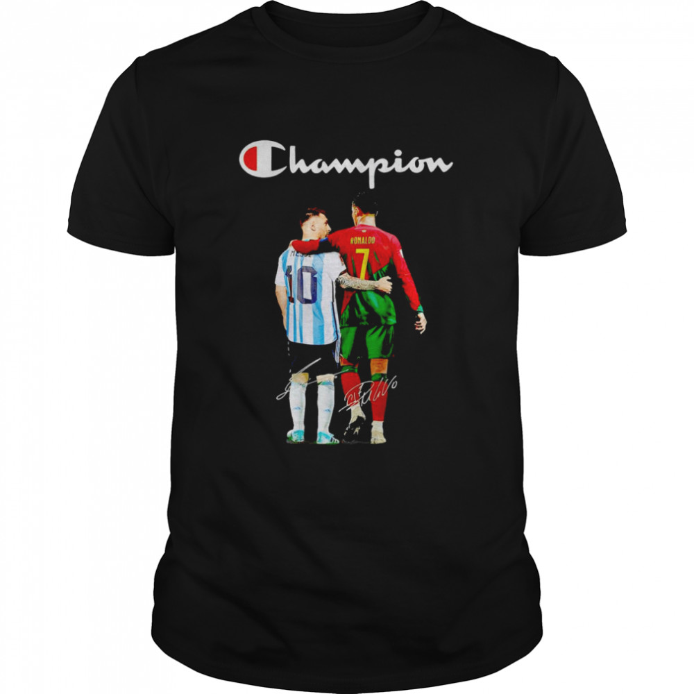 Champions Messi and Ronaldo signatures shirt