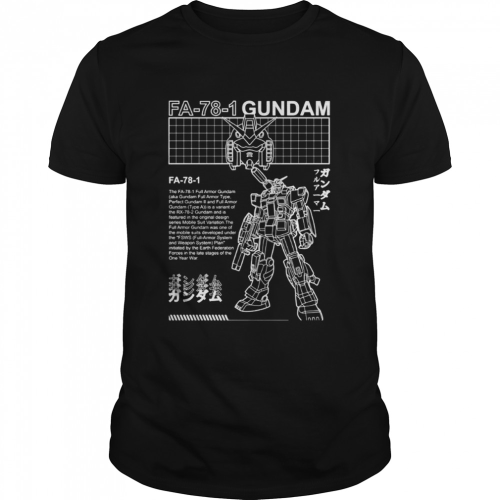 Gundam Fa 78 1 Black And White Mobile Suit Gundam shirt