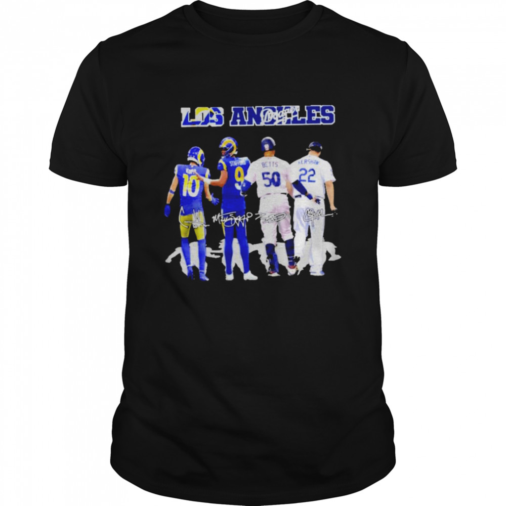 Los angles rams and los angeles Dodgers kupp stafford betts and kershaw signatures T-shirt