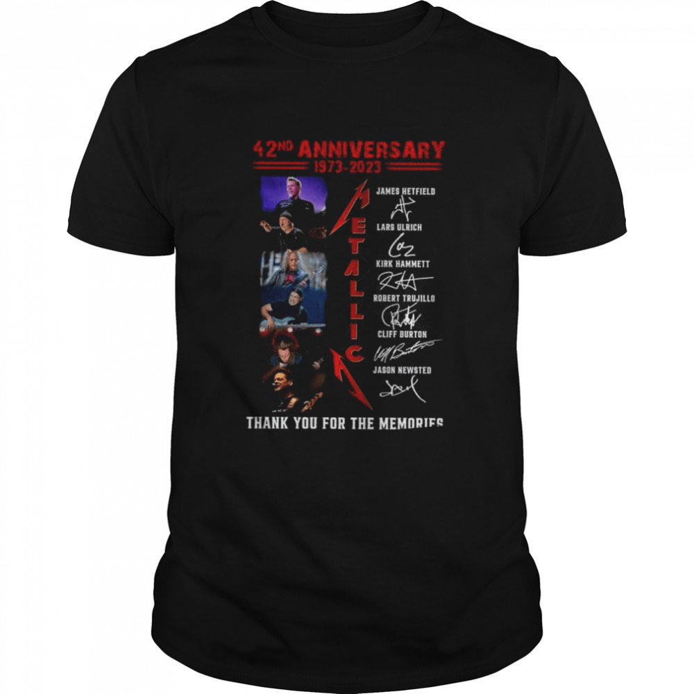 Metallica 42ND Anniversary 1973-2023 thank You for the memories signatures shirt