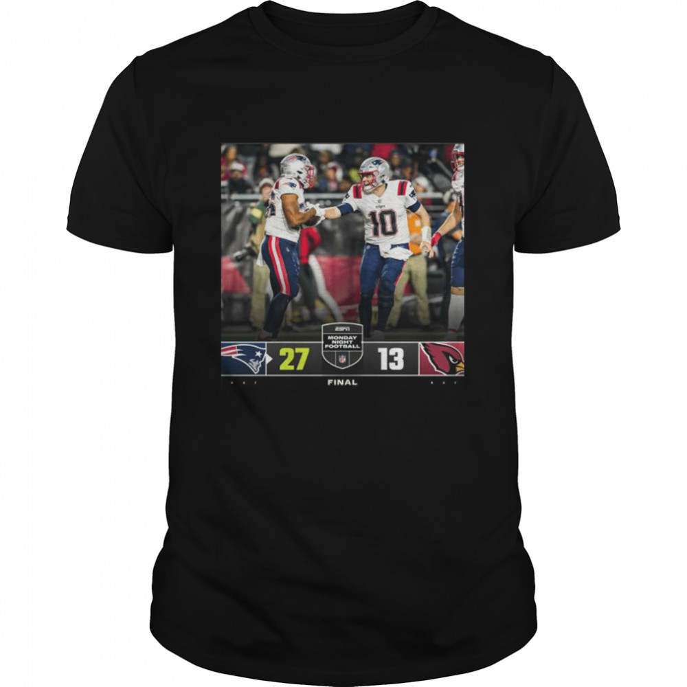 New England Patriots 27 13 Cardinals NFL 2022 Gameday matchup final score shirt