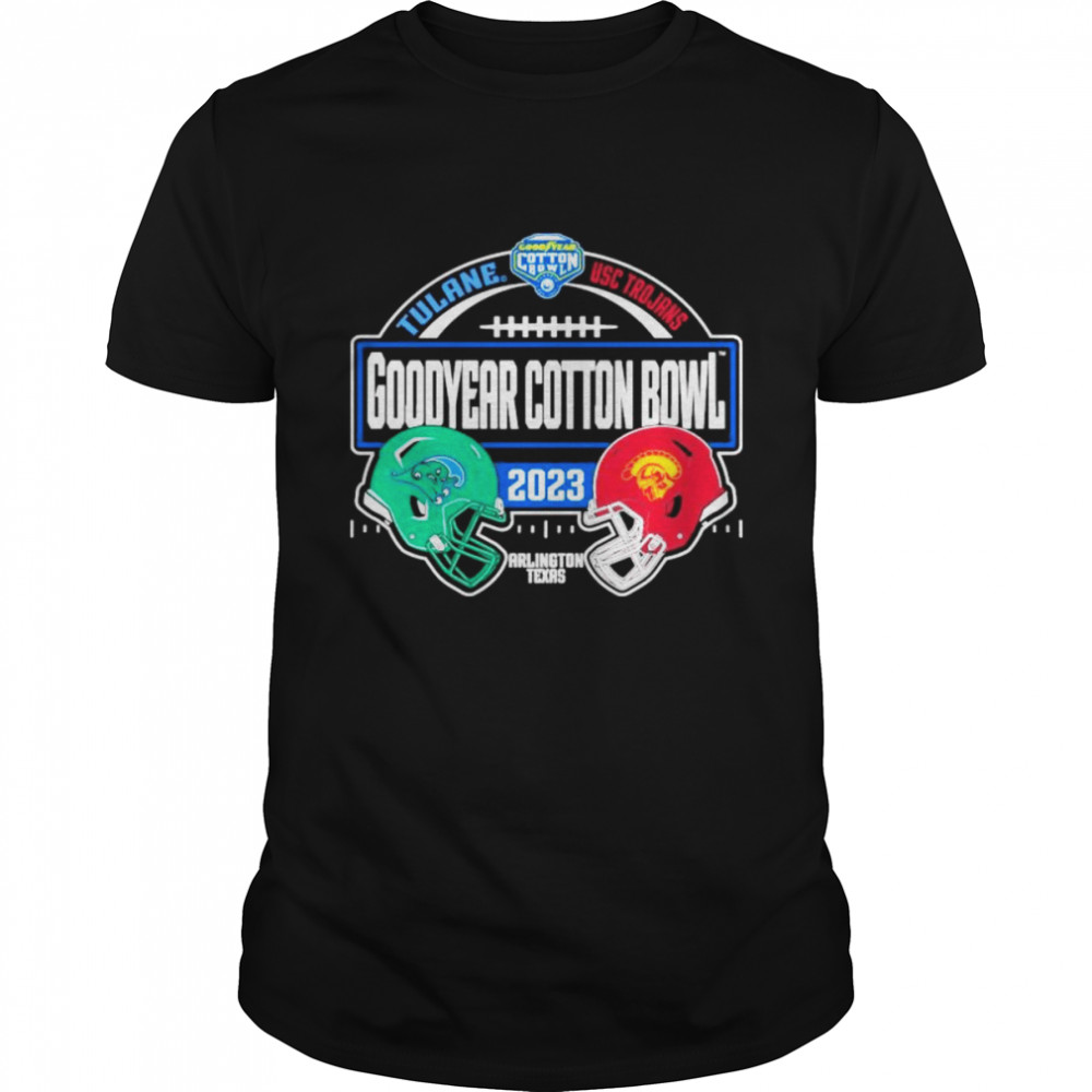 Tulane vs USC trojans 2023 Goodyear Cotton Bowl Matchup helmet shirt