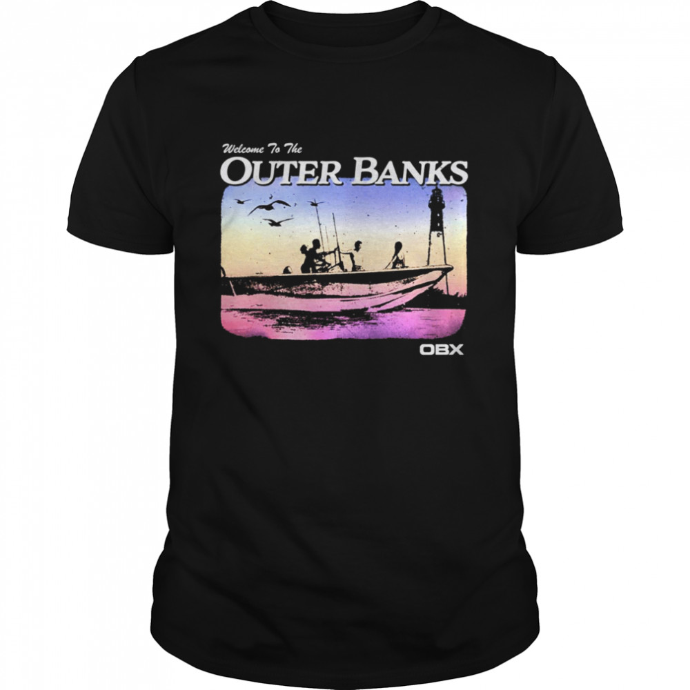 Group Shot Boat Search Silhouette Welcome To Outer Banks shirt