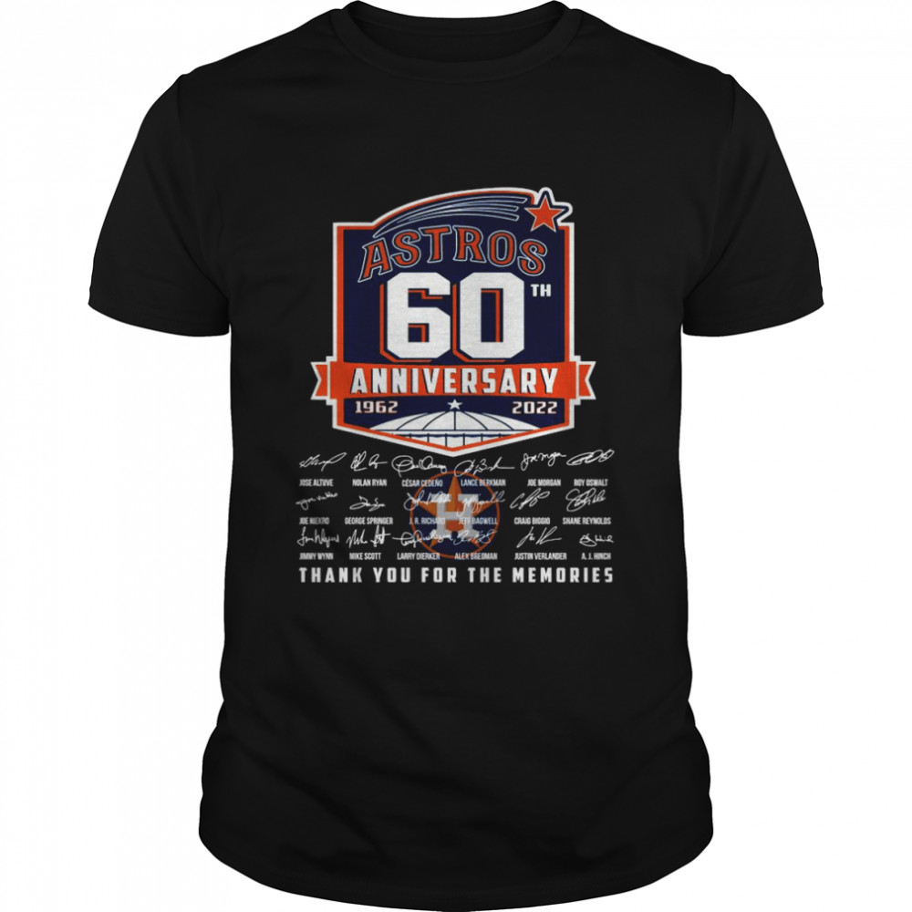 Houston Astros 60th anniversary 1962 2022 signatures thank you for the memories shirt