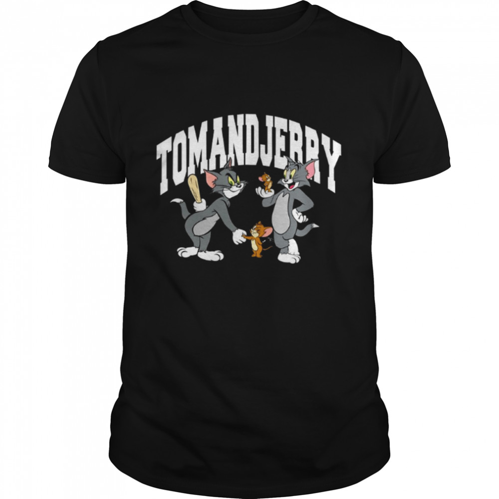 Tom & Jerry White Text Logo Cartoon shirt