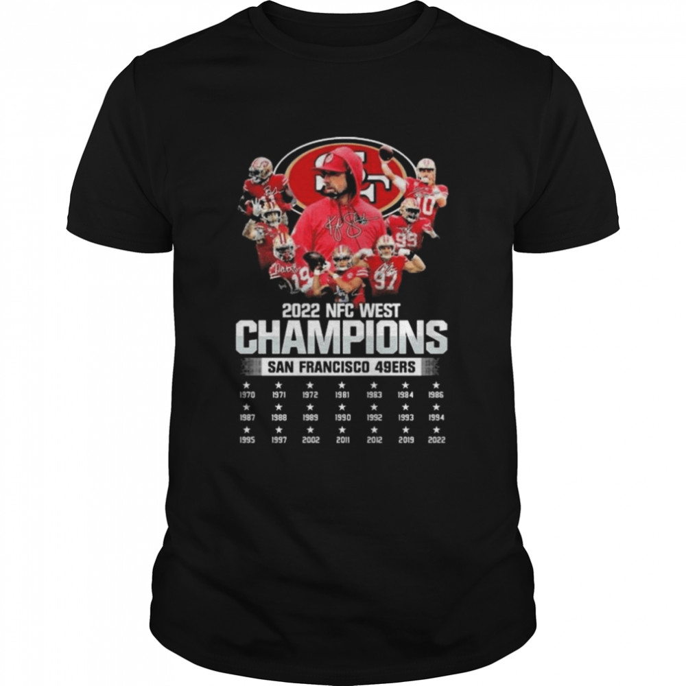 San Francisco 49ers 2022 NFC West Champions 1970-2022 Signatures Shirt